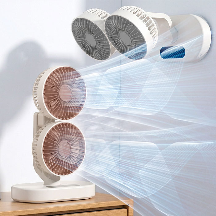 FJ車用/家用雙頭渦輪循環扇風扇S8(USB供電風扇 雙頭  定時 可壁掛 桌扇 TYPEC)