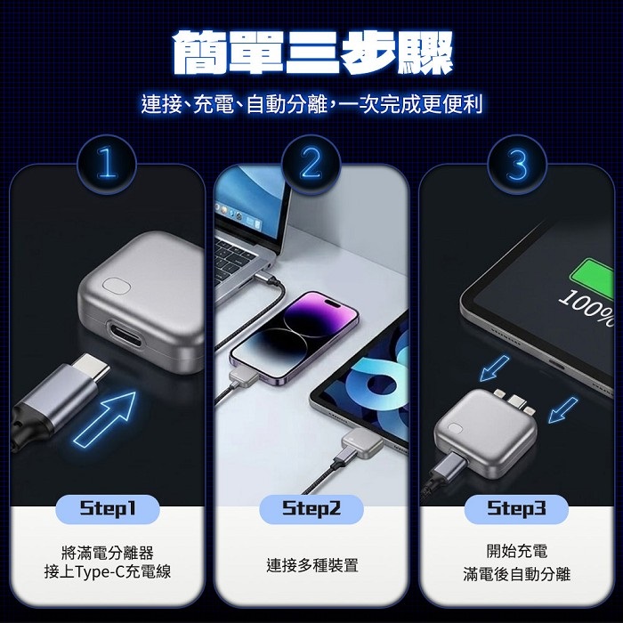 FJ TYPE-C接孔滿電自動分離器LX007(安全設備 自動斷電分離 支援Type-C孔不分裝置 )