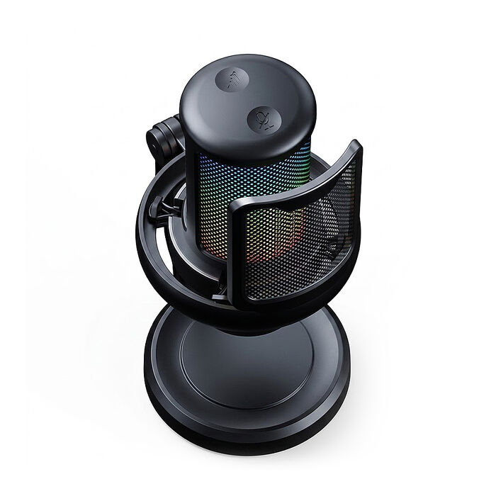 FJ主播級USB電容式麥克風BV7(炫彩RGB 聲域Pro 心型指向 帶3.5mm孔 直播)