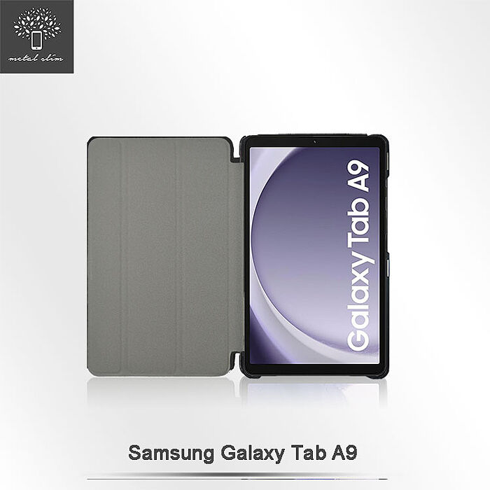 Metal-Slim Samsung Galaxy Tab A9 SM-X110/SM-X115 高仿小牛皮三折站立磁吸皮套