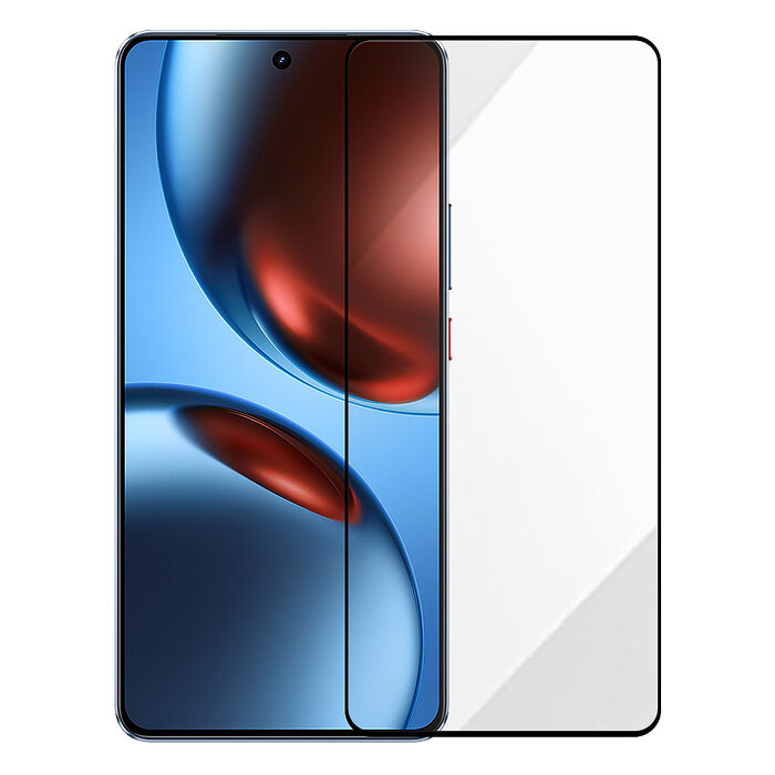 Metal-Slim Realme GT 7/7T 全膠滿版9H鋼化玻璃貼-晶鑽黑