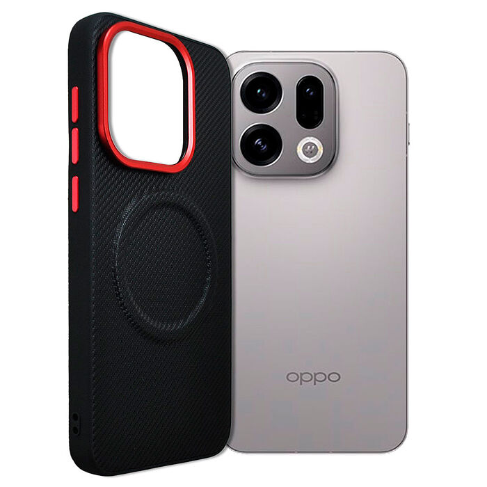 Metal-Slim OPPO Find X9/Find X9 Pro TPU+PC 雙料碳纖維紋防摔磁吸保護殼