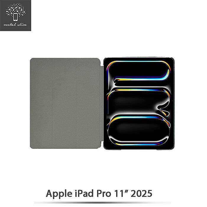 Metal-Slim Apple iPad Pro (M5) 11吋 2025 高仿小牛皮三折磁吸站立皮套