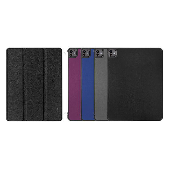 Metal-Slim Apple iPad Pro (M5) 11吋 2025 高仿小牛皮三折磁吸站立皮套