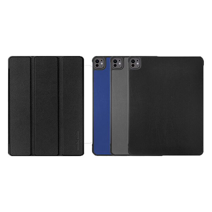 Metal-Slim Apple iPad Pro (M5) 13吋 2025 高仿小牛皮三折磁吸站立皮套