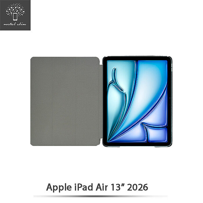 Metal-Slim Apple iPad Air (M4) 13吋 2026 高仿小牛皮三折磁吸站立皮套