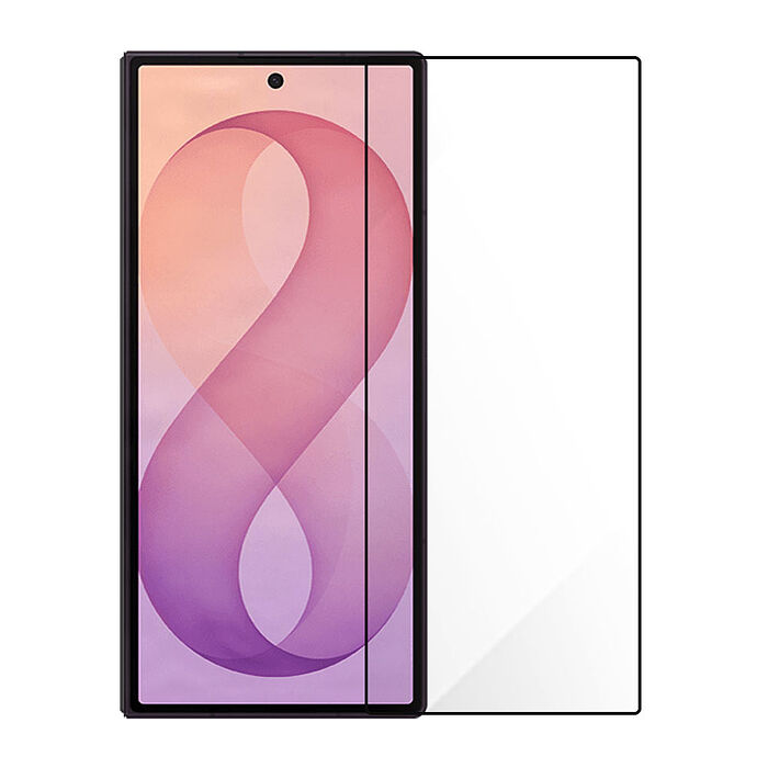 Metal-Slim Samsung Galaxy Z Fold 8 Ultra 5G 封面副螢幕 全膠滿版9H鋼化玻璃貼-晶鑽黑