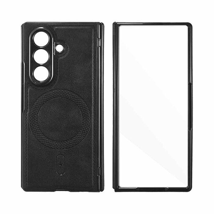 Metal-Slim Samsung Galaxy Z Fold 8 Ultra 5G 殼貼一體全包式 時尚貼皮磁圈保護殼-晶鑽黑