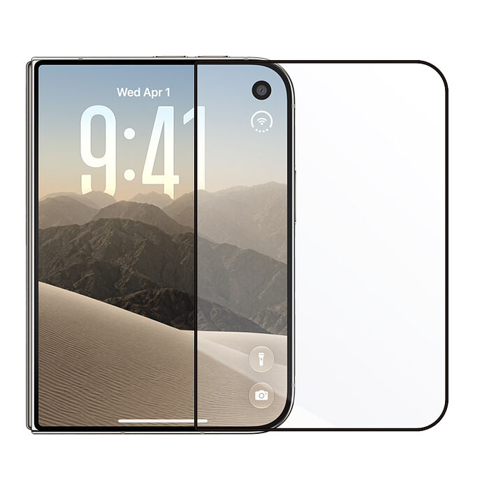 Metal-Slim Apple iPhone Duo 外螢幕 全膠滿版9H鋼化玻璃貼-晶鑽黑