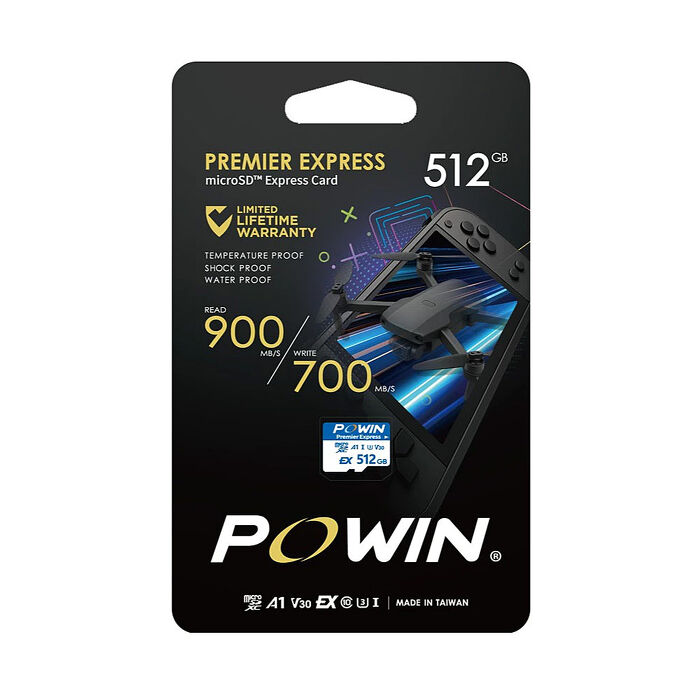 Powin 寶威 microSD EXPRESS記憶卡512GB -台灣製造-NS2專用贈microSD記憶卡專用收納盒