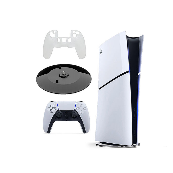 PS5 Slim 輕型數位版主機 CFI-2118B01+直立架*1+果凍套*1 (顏色隨機)