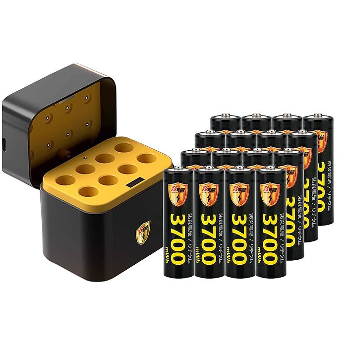 【8馬赫】3號/AA 恆壓可充式1.5V鋰電池全新特大能量3700mWh16入+(3號8槽)AI隨身收納盒充電器