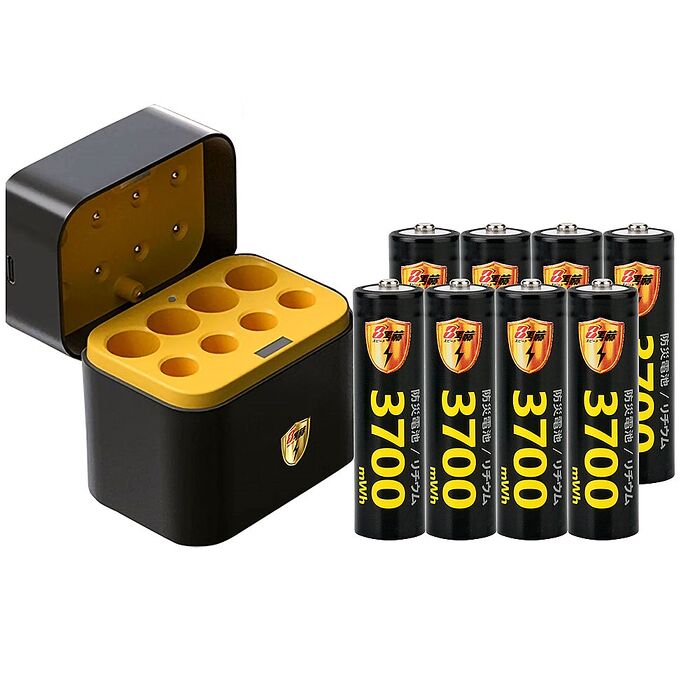 【8馬赫】3號/AA 恆壓可充式1.5V鋰電池全新特大能量3700mWh8入+(3號/4號各4槽)AI隨身收納盒充電器