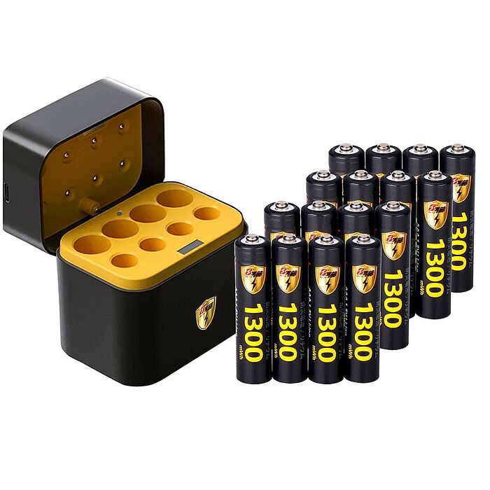 【8馬赫】1.5V鋰電池 1300mWh 4號16入 搭配AI隨身收納盒充電器(3號4號各4槽)