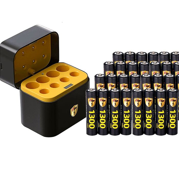 【8馬赫】1.5V鋰電池 1300mWh 4號32入 搭配AI隨身收納盒充電器(3號4號各4槽)