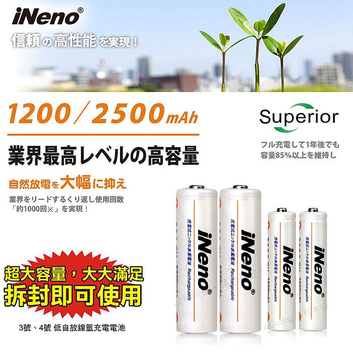 【iNeno】艾耐諾 低自放 鎳氫充電電池 1200mAh 4號/AA 8入+鎳氫電池液晶充電器
