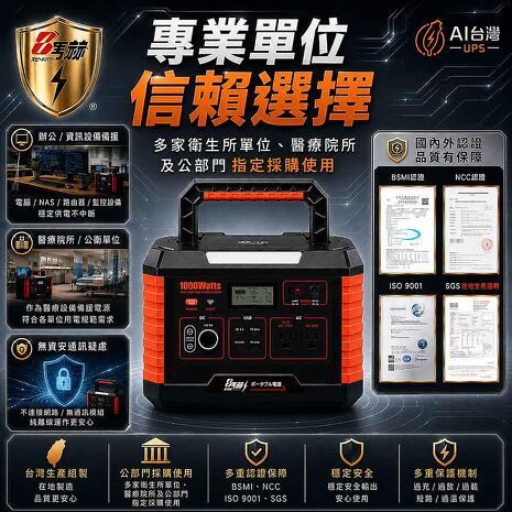 【8馬赫 KOTSURU】MP1000 Pro手提式儲能電源｜1000W／999Wh／0毫秒UPS