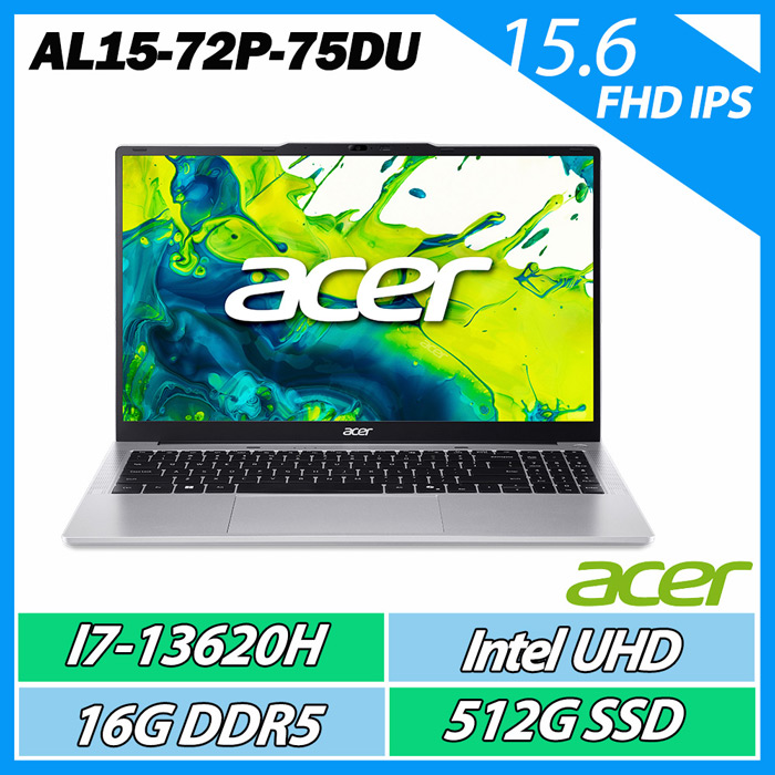 ACER 宏碁Aspire Lite AL15-72P-75DU 銀(i7-13620H/16G/512G/Win11/15吋)平價高效能
