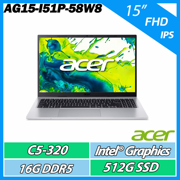 Acer 宏碁 Aspire Go AG15-I51P-58W8  (C5-320/16G/512/15.6"IPS FHD)【最新高階文書】