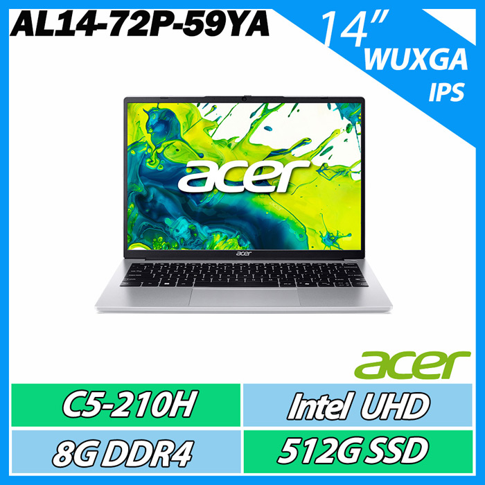 Acer 宏碁 Aspire Lite AL14-72P-59YA (C5-210H/8G/512G/14" WUXGA IPS)【高效能文書】