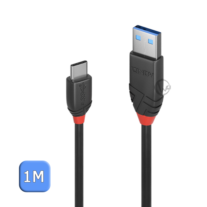 LINDY 林帝 Black USB 3.1 Gen 2 Type-C/公 to Type-A/公 傳輸線 1m (36916)