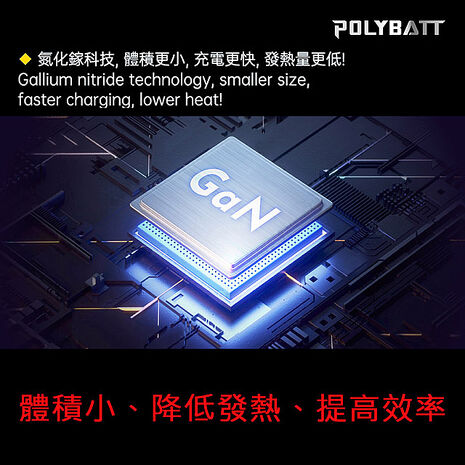 Polybatt GaN氮化鎵65W 手機平板筆電快速充電器GAN05