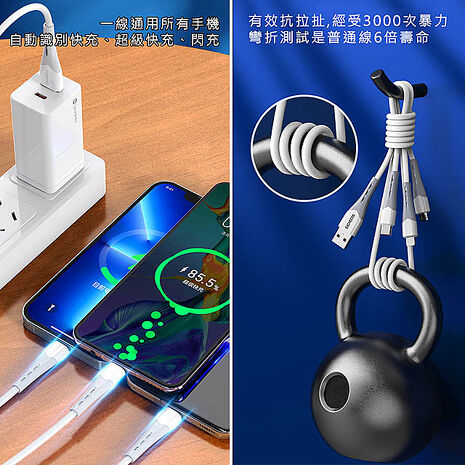 【優質二入】三合一液態矽膠智能快速充電線(Lightning/Type-C/Micro)