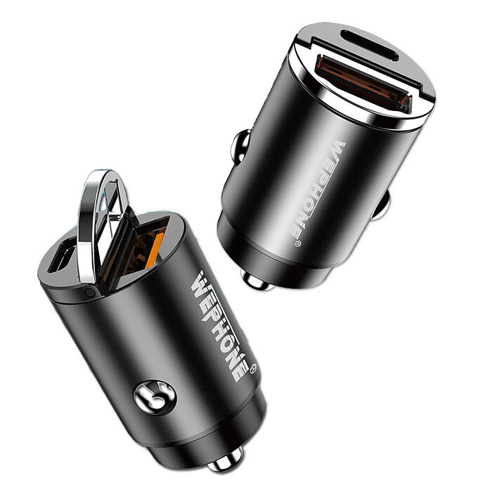 Wephone 極速45W雙孔PD+QC 迷你拉環車充/車用充電器(Type-C/USB-A)