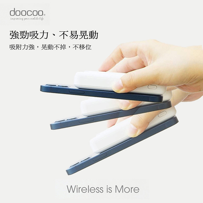 doocoo 20W LED數位顯示/磁吸式雙孔無線快充行動電源(台灣製造)