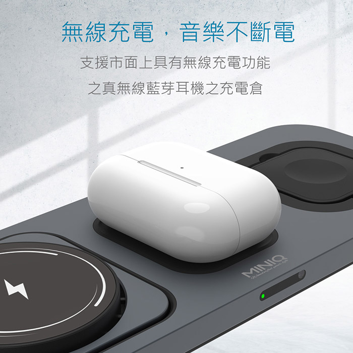 MINIQ 3in1 22.5W 鋁合金磁吸無線充電器(手機/手錶/耳機) 台灣製造、通過BSMI認證