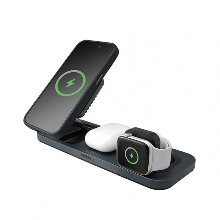MINIQ 3in1 22.5W 鋁合金磁吸無線充電器(手機/手錶/耳機) 台灣製造、通過BSMI認證