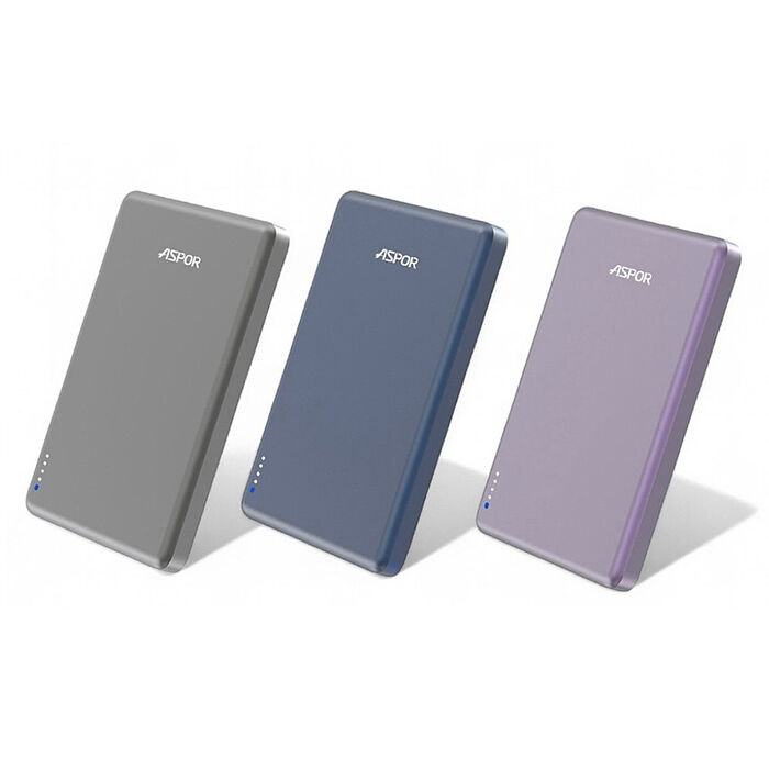 ASPOR 金屬超薄款/5000mAh/PD 20W/15W磁吸式無線閃充行動電源