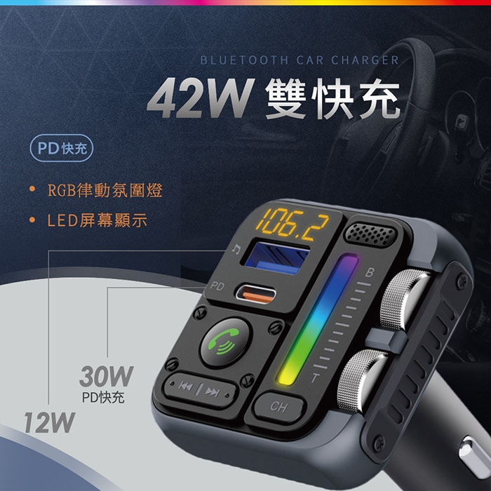 Songwin PD30W 藍牙免持車用播放器/車充-手機音樂撥放器 CAR5000