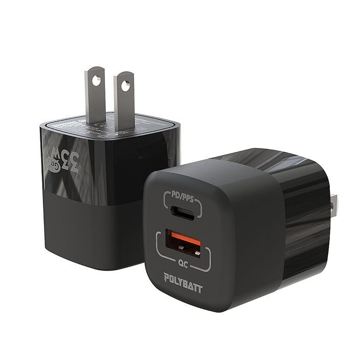 Polybatt GaN氮化鎵33W 雙孔PD+QC 手機平板筆電快速充電器