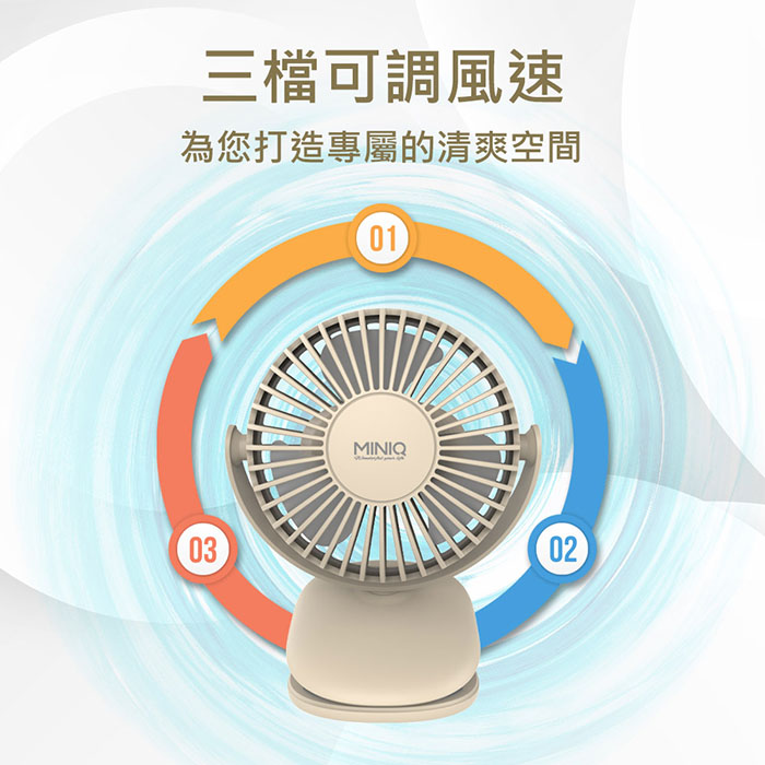 【超值二入】MINIQ 台灣製造 立式/夾式 兩用USB充電隨身風扇(可360度旋轉！可拆洗)