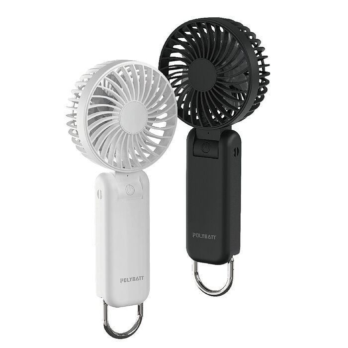 【超值二入】Polybatt 勁涼雙層扇葉 USB充電隨身風扇(手持式/可折疊/大容量電池/五段可調速)