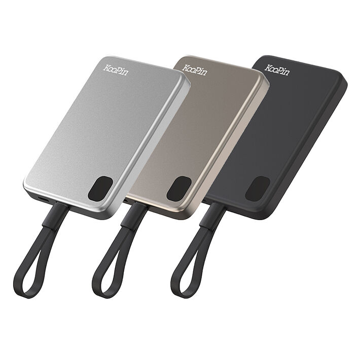 KooPin 台灣製造 5000mAh 吸附式 Type-C自帶線快充行動電源