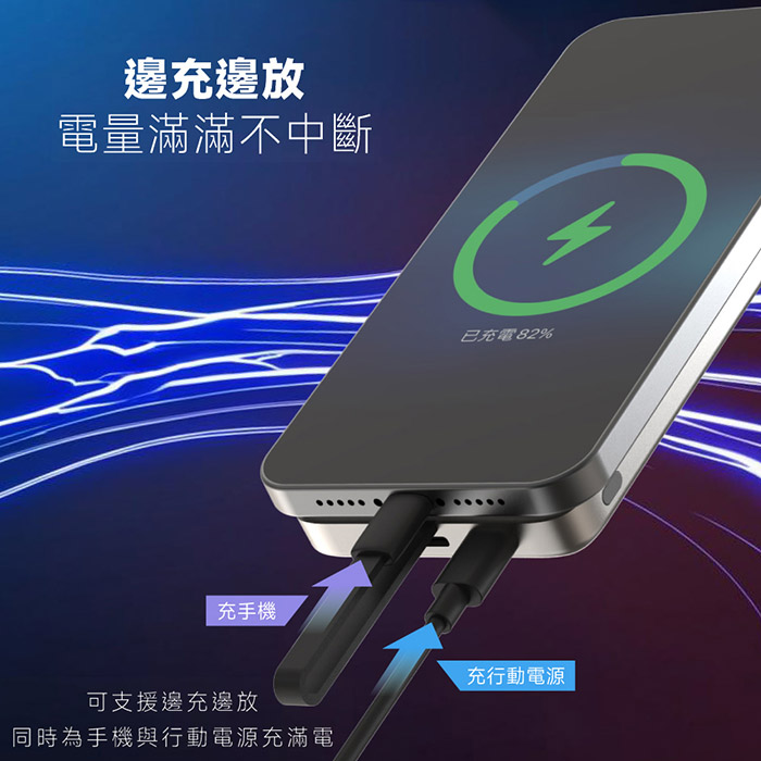 KooPin 台灣製造 5000mAh 吸附式 Type-C自帶線快充行動電源