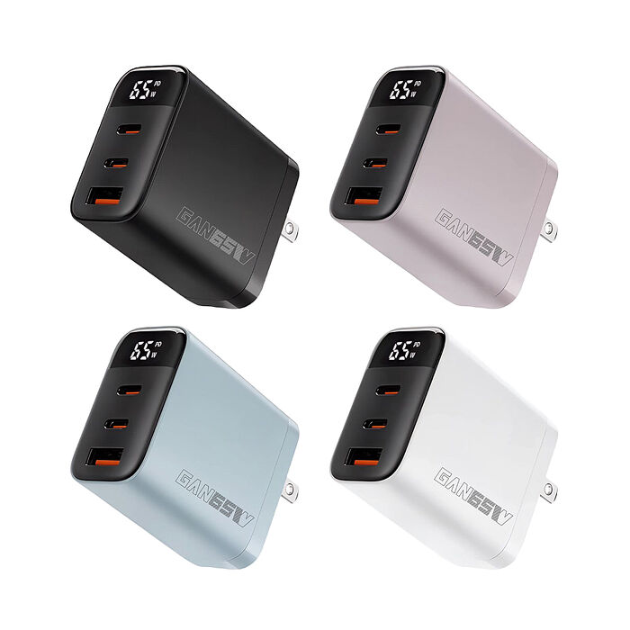 Wephone GaN氮化鎵65W 數字顯示三孔快速充電器(2C1A)
