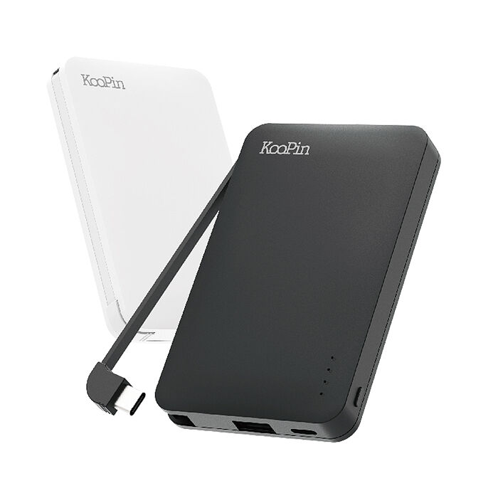 KooPin 台灣製造 極簡風5000mAh 自帶線Type-C行動電源