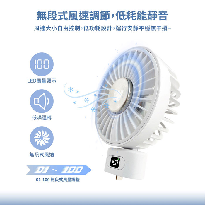Wephone 5000mAh 隱藏直插式/數顯20W快充行動電源+USB半導體冰風扇(雙向自帶線/可充手錶)