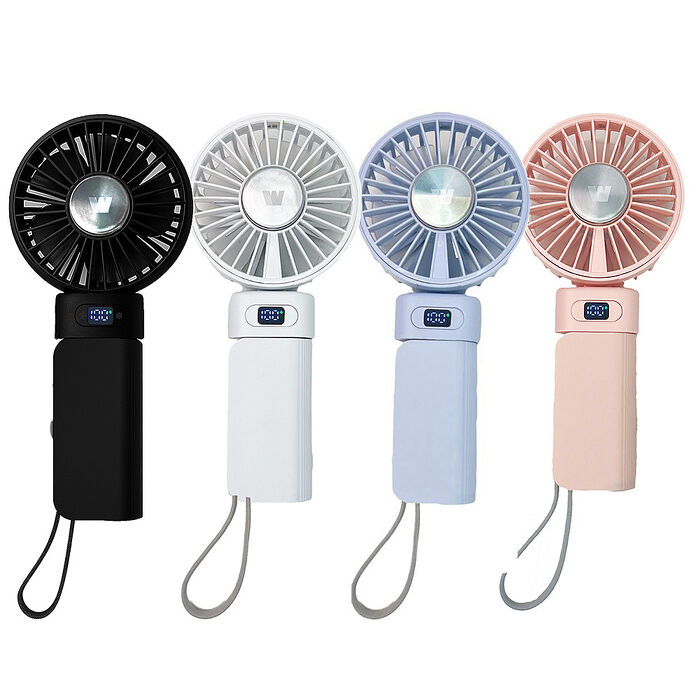 Wephone 5000mAh 隱藏直插式/數顯20W快充行動電源+USB半導體冰風扇(雙向自帶線/可充手錶)