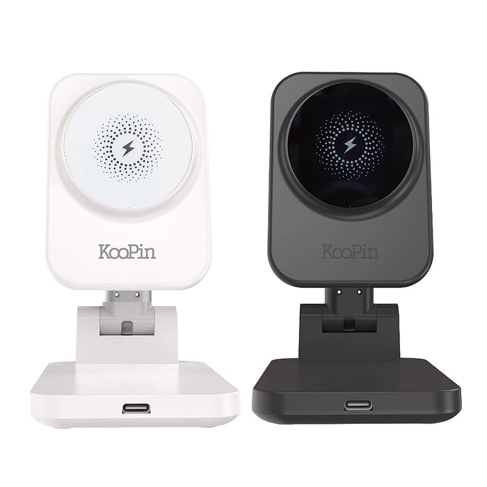 KooPin 台灣製造 3合1 折疊手機支架15W快充磁吸無線充電板/充電盤/充電器(贈送一體成型插座充電線)