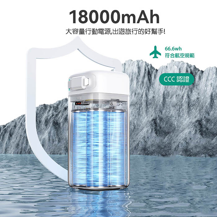 USAMS 星魔方系列 PD45W大容量18000mAh 雙向快充行動電源(Type-C磁吸收納線)