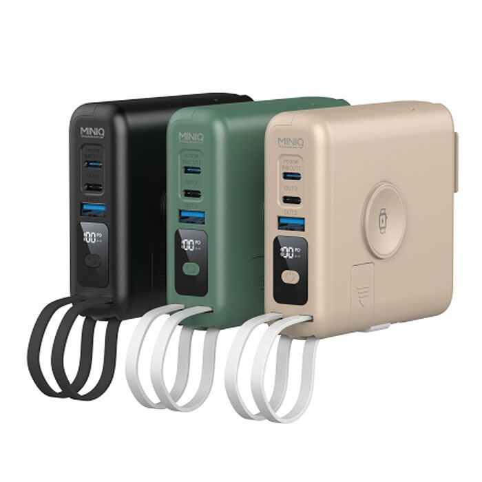 MINIQ 台灣製造10000mAh 30W多功能磁吸無線充行動電源(手錶/耳機/自帶線/可拆卸充電頭)