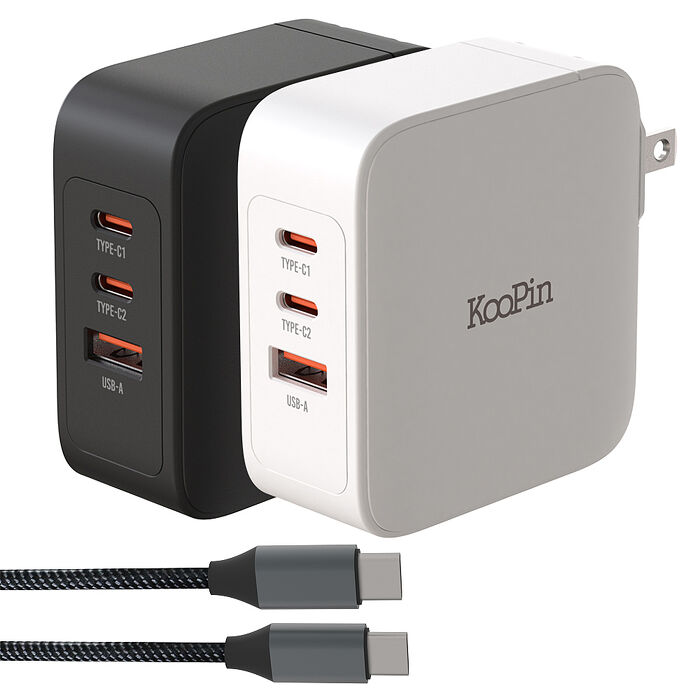 KooPin GaN氮化鎵100W 手機平板筆電極速充電器(附贈快充線)