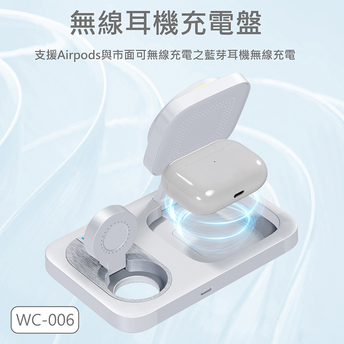 MINIQ 台灣製造3in1 22.5W 折疊式磁吸無線充電器座/氛圍燈(手機/手錶/耳機)