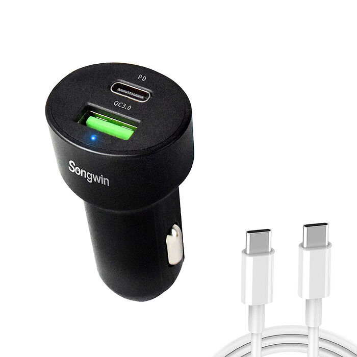 Songwin 急速45W 超迷你快充PD+QC車載充電器/車充(附贈Type-C充電線)