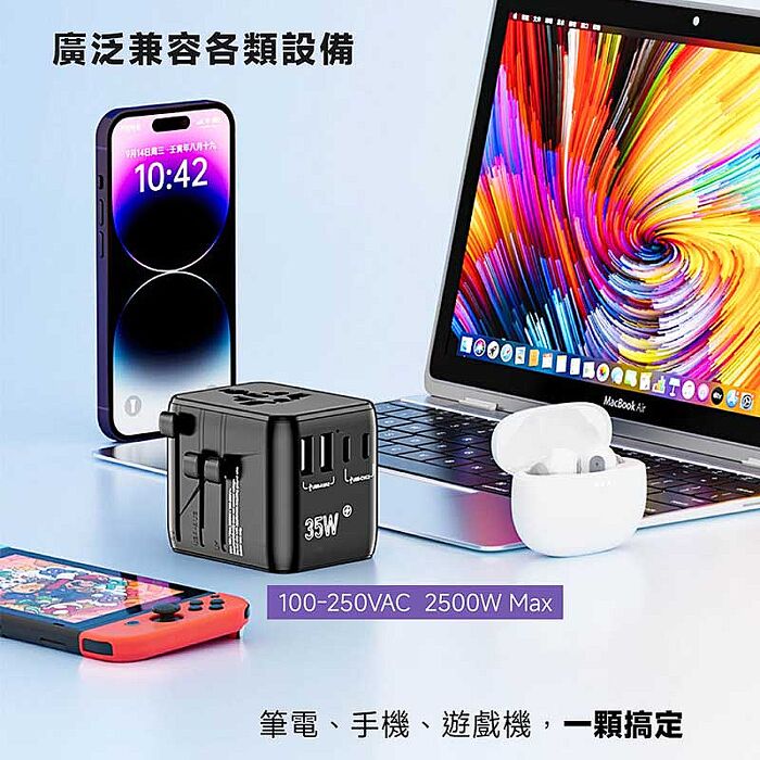 POLYBATT 35W氮化鎵GaN 出國旅遊轉接頭(歐規/英規/澳規)