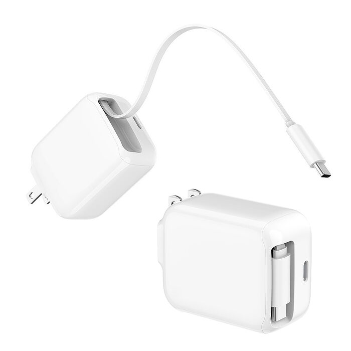 MCK 台灣製造 30W 自帶Type-C伸縮線 二輸出快速充電器(支援PD快充)